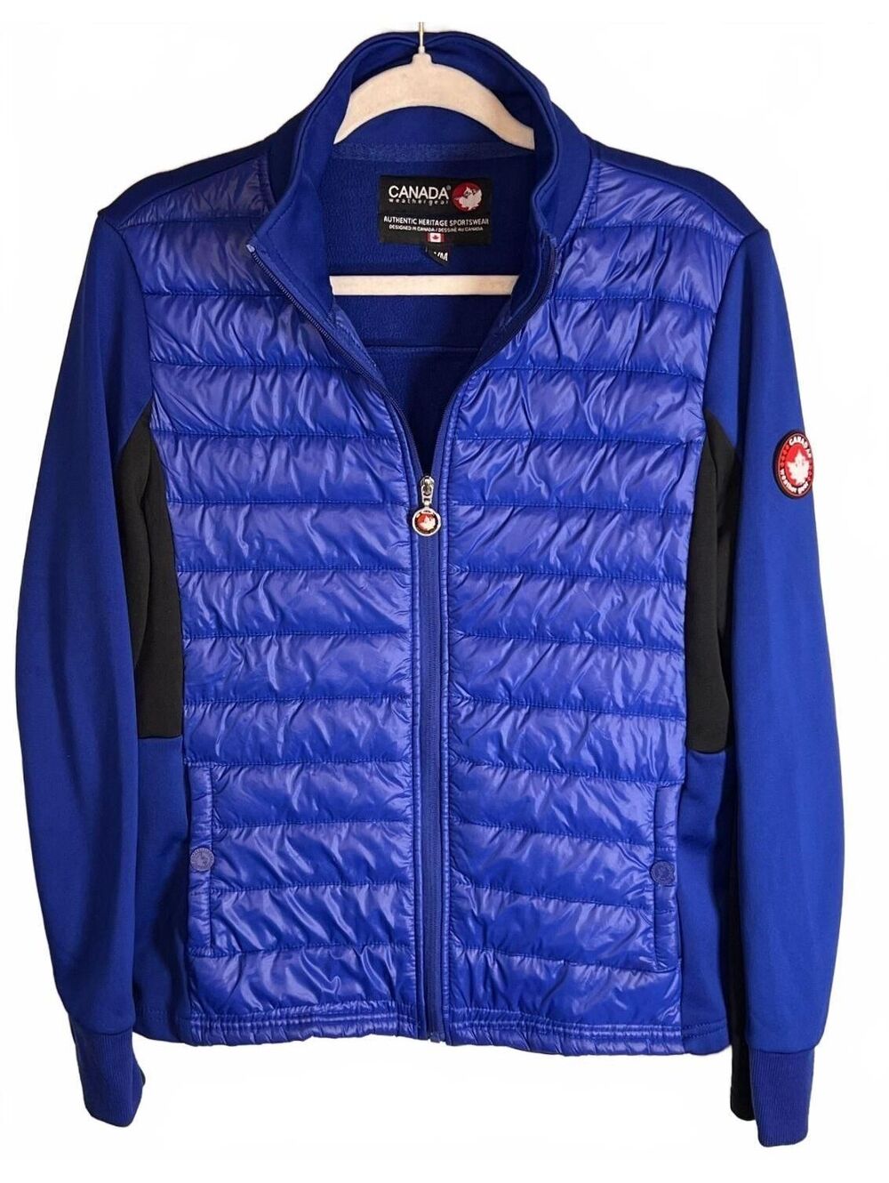 Canada Weather Gear Hybrid Puffer Jacket Blue Quilted Fleece Outdoor Gorpcore M